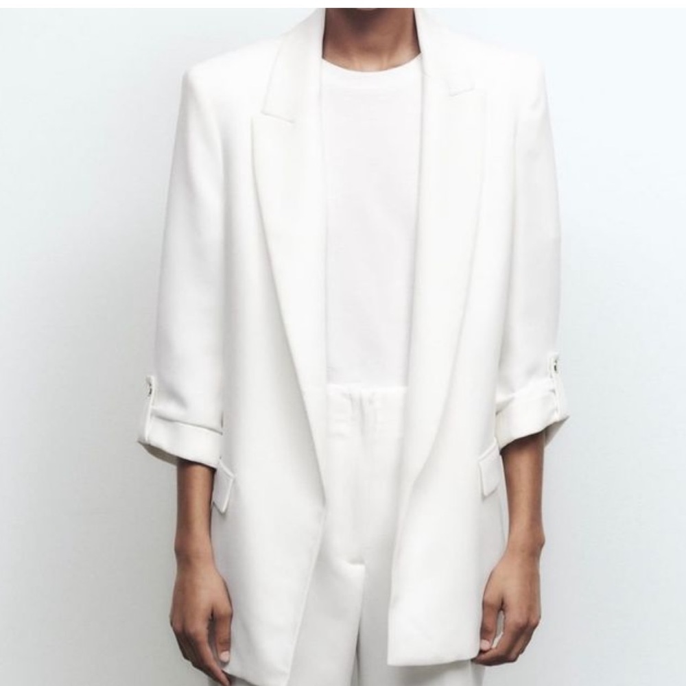 Zara Oversized Boyfriend Blazer Rolled Up Sleeves